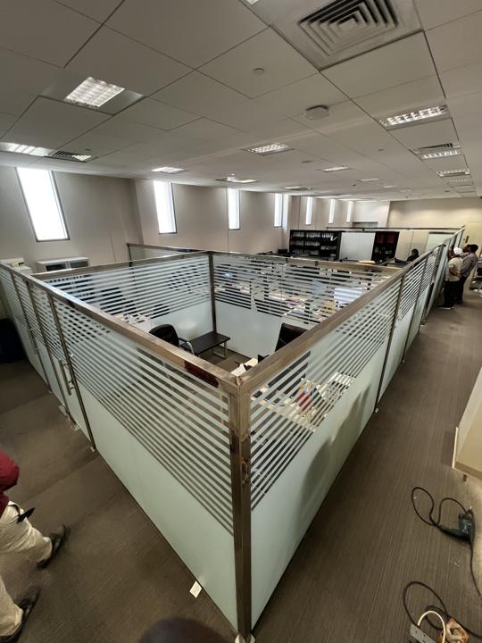 Glass office partitions